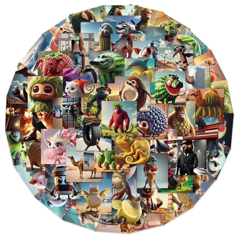 

60PCS Italian Brainrot Abstract Animal Stickers Tung Tung Sahur Cartoon Decal Stickers DIY Luggage Phone Cup Guitar Toys Gift