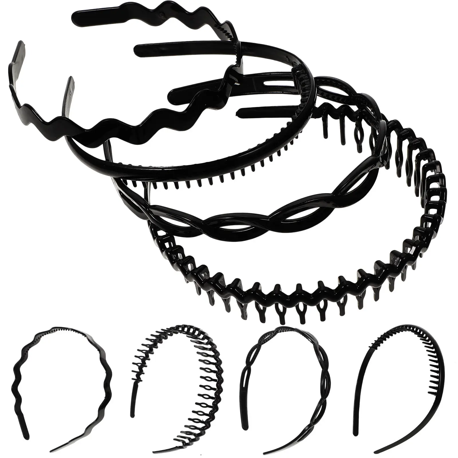 

Набор из 8 нескользящих повязок для волос с зубчиками для женщин: модные повязки для макияжа, тренировок, умывания и физических упражнений