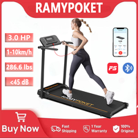 RAMYPOKET 4in1 With LED display App Treadmill 3.0HP Max Speed 1-10 km/h 286 lbs Anti-Slip Shock Absorption walking pad for Home