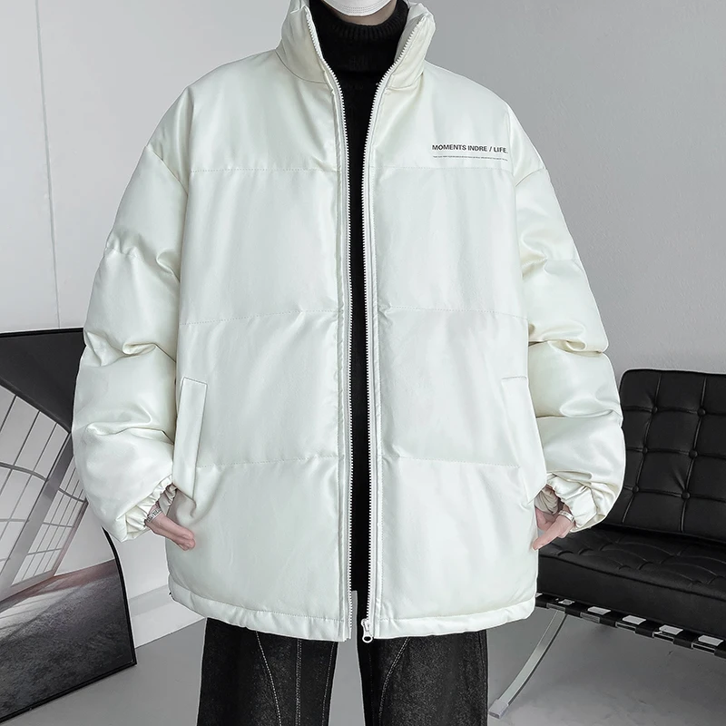 

Thiened Cotton Jaet Men's Winter Warm Stand Collar American Retro Sle Casual Youth Faionable Winter Outerwear