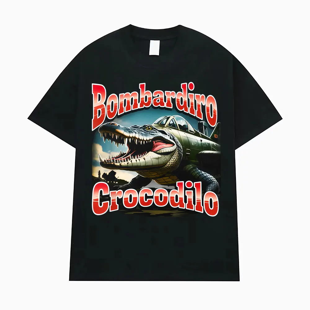 

Bombardino Crocodilo Plane Bomber Funny Meme T-shirt Men Women Vintage Humor Short Sleeve T Shirt Oversized 100% Cotton T Shirts