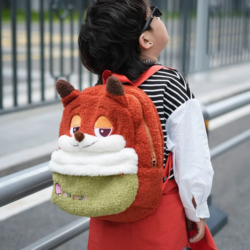 Disney Zootopia Judy Nick Plush School Bag Furry Shoulder Bag Leisure Handbag Girl Cute Fluffy Satchel Tote Travel Backpack Gift