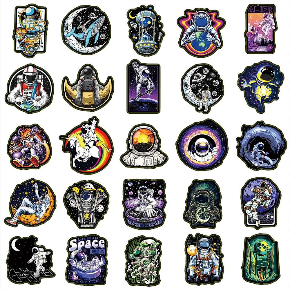 10/30/50pcs Cool Outer Space Astronaut Stickers Cartoon Decals Decoration Skateboard Phone Laptop Graffiti Sticker for Kids Toy