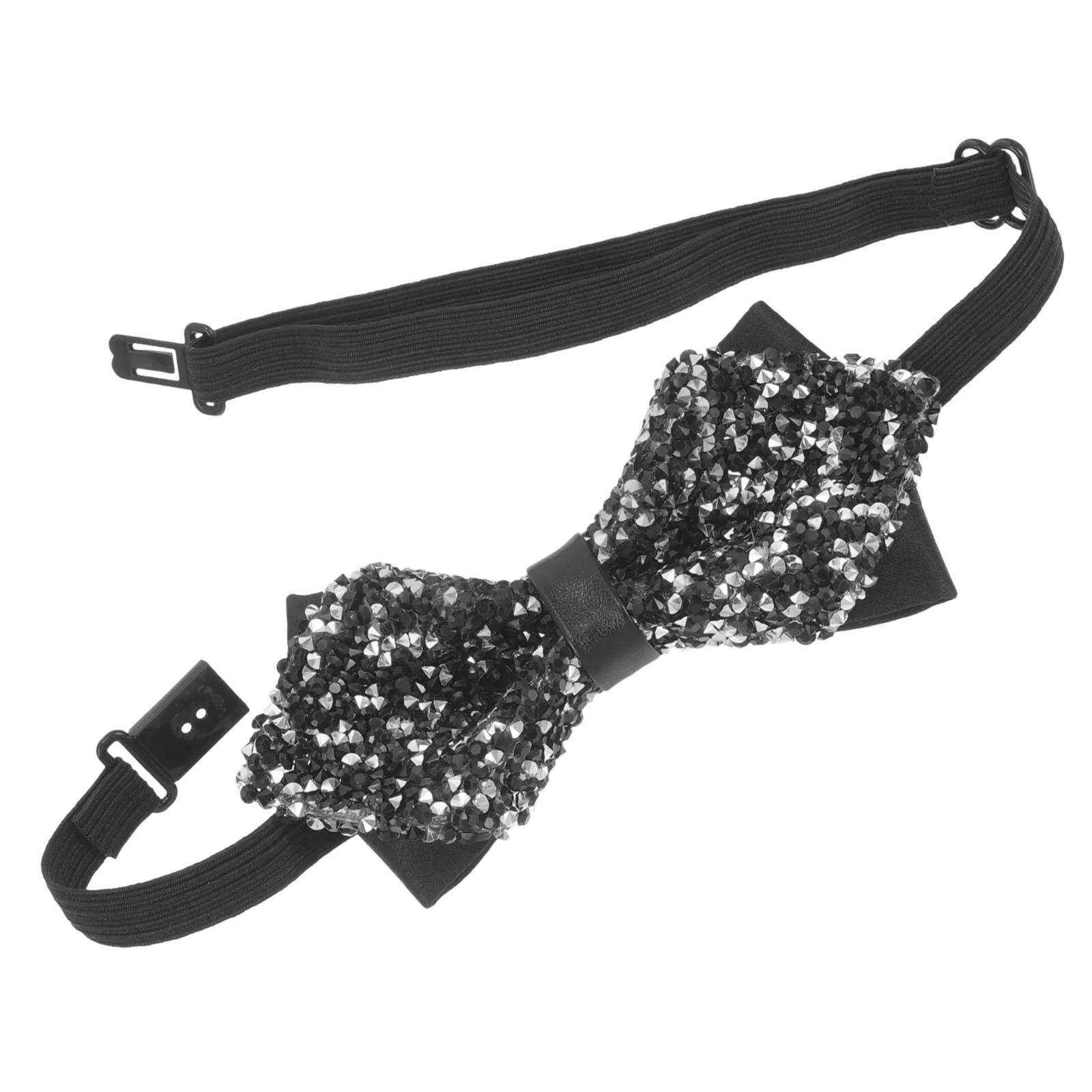 

Rhinestone Bow Tie For Men Sparkly Prom Groom Wedding Party Banquet Costume Adjustable Necktie Sequin Bow Tie