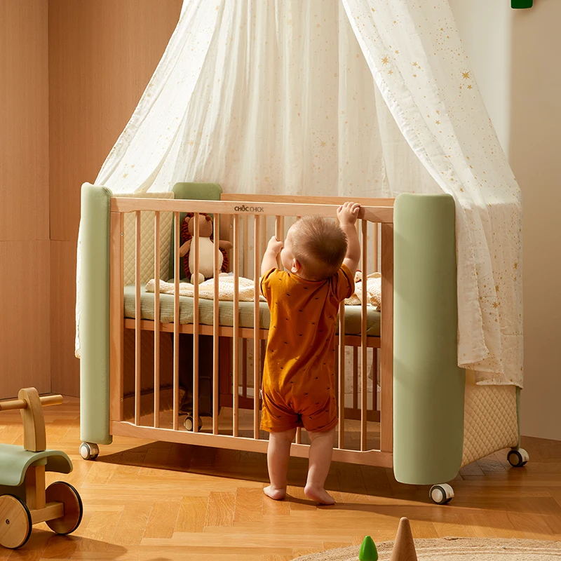 

High Quality Adjustable Height Wooden Baby Crib Baby Wooden Crib Premium Foldable Portable Wooden Baby Bed