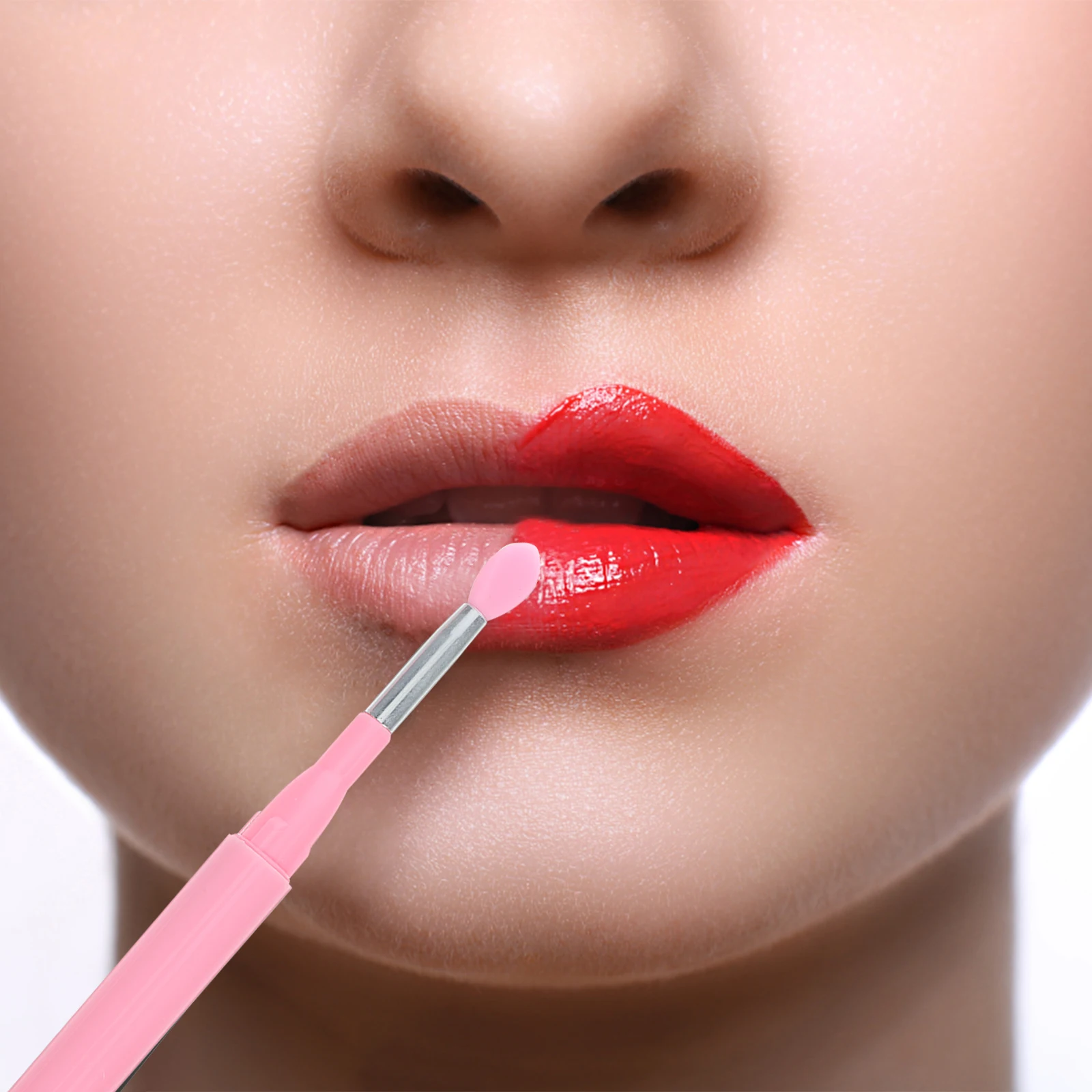 

6pcs Silicone Lip Eyeshadow Applicator Set Lid Multi Use Soft Makeup Brush for Lips Eyes Travel Tool