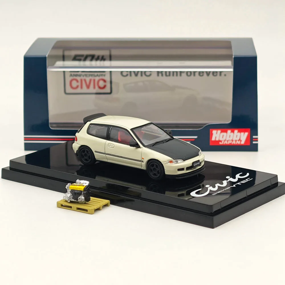 1/64 Hobby Japón CIVIC (EG6) versión personalizada estilo JDM con modelo de pantalla de motor blanco HJ 642017 Colección de coches de juguete fundido a presión AW