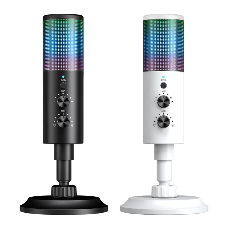 

Live Microphone USB Condenser Microphone Desktop Lights Game Recording Karaoke Wired