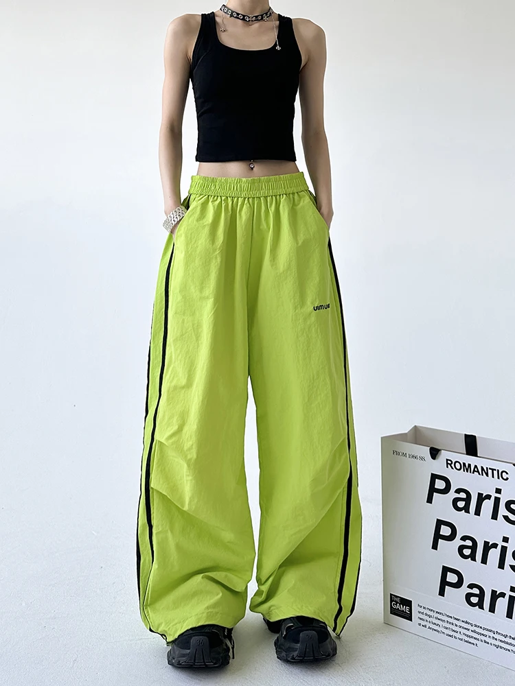 

Американские женские рабочие брюки свободного кроя с широкими штанинами, повседневные, осенние, новые, с высокой талией, длинные, для работы и повседневной носки