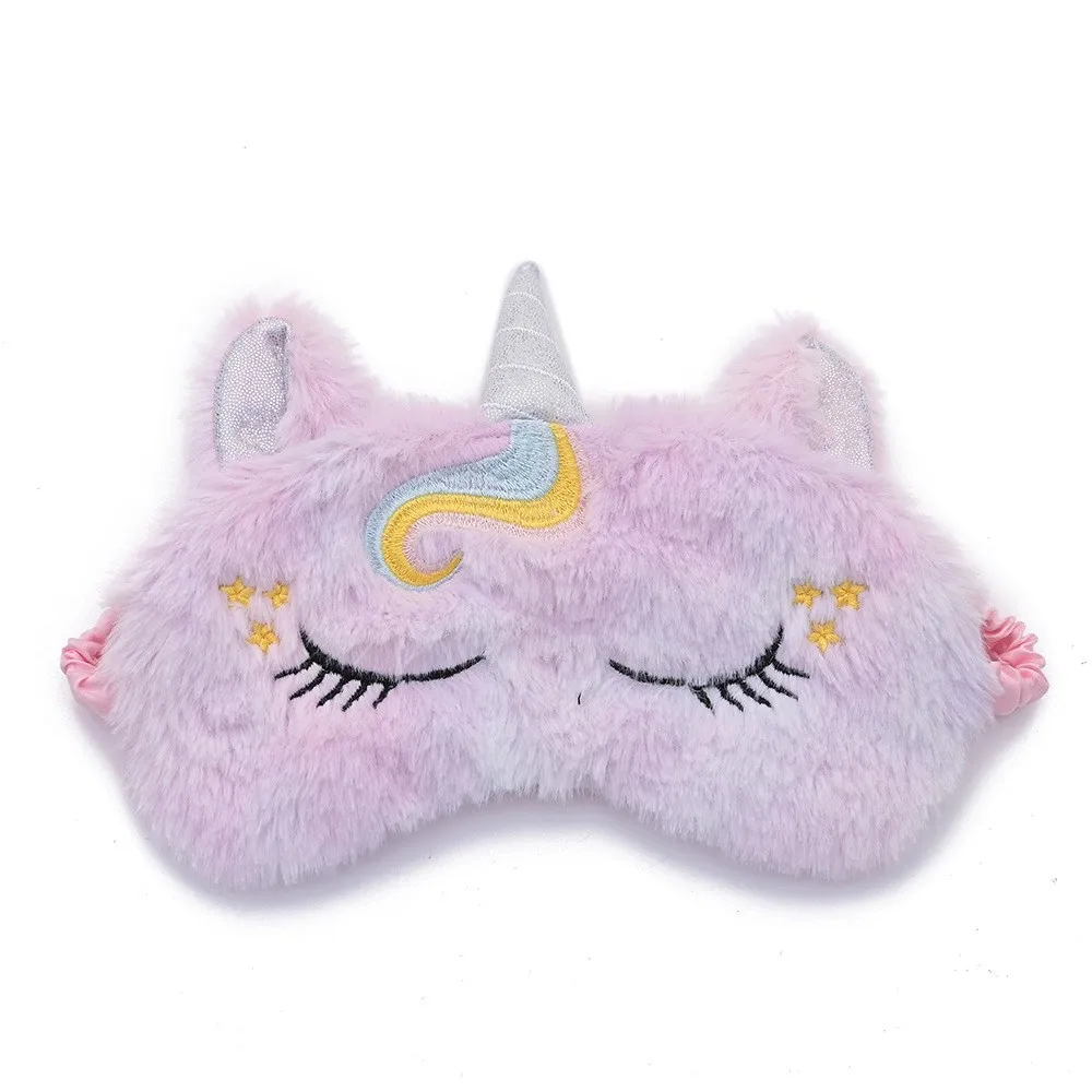 Soft Plush Sleeping Mask Eye Masks Cute Glitter Unicorn Eye Cover Plush Eyepatch Eye Cover Sleeping Blindfold for Travel Rest