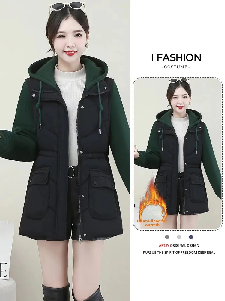 

Faionable Oversized Hooded Fce Lined Thiened Casual Cotton Jaet Women's Winter New Sle Commute Korean Sle Loose Fit