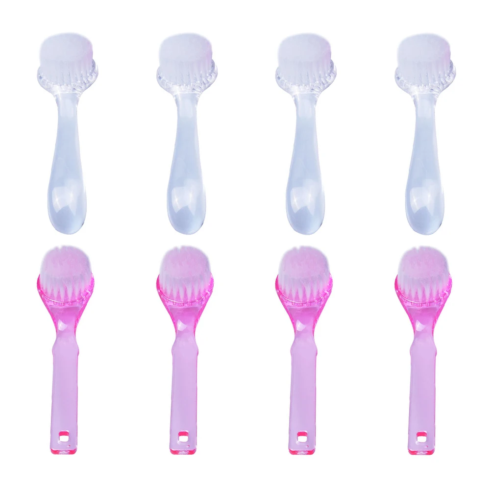 

8 Round Head Brushes Non Slip Handle for Toe Fingernail Cleaning Plastic Long Handle Hole Storage Gifts Nail Lovers Hand