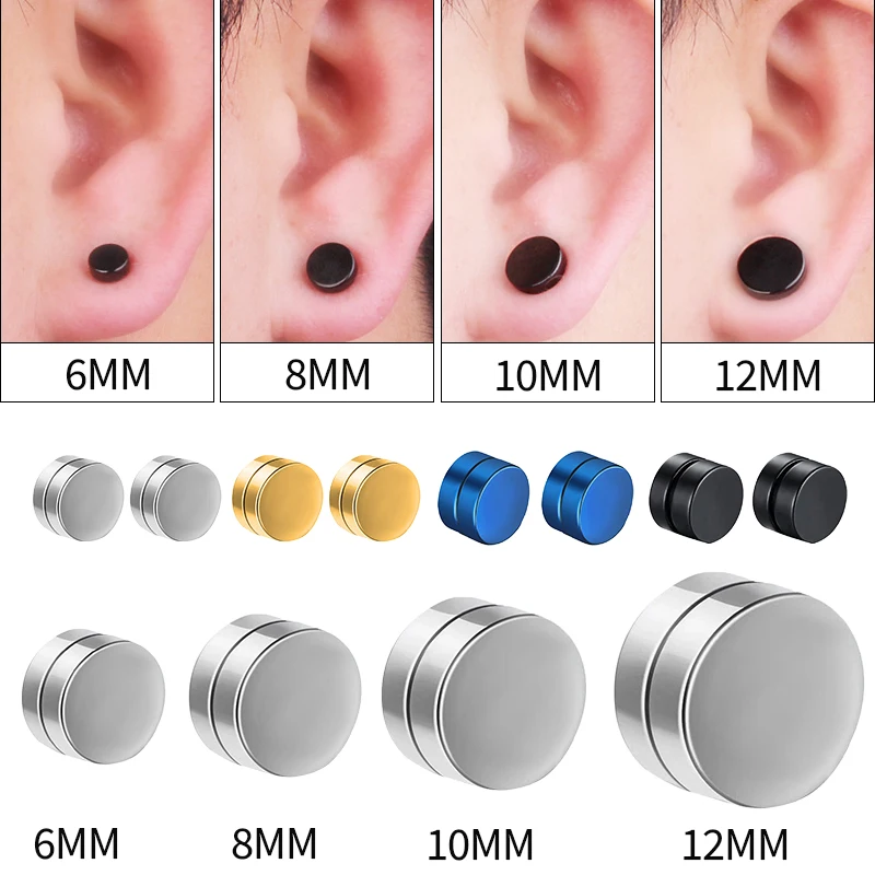 1Pair Fashion Magnetic Clip Ear Stud Non Piercing Earrings Fake Earrings Gift for Men Women Jewelry