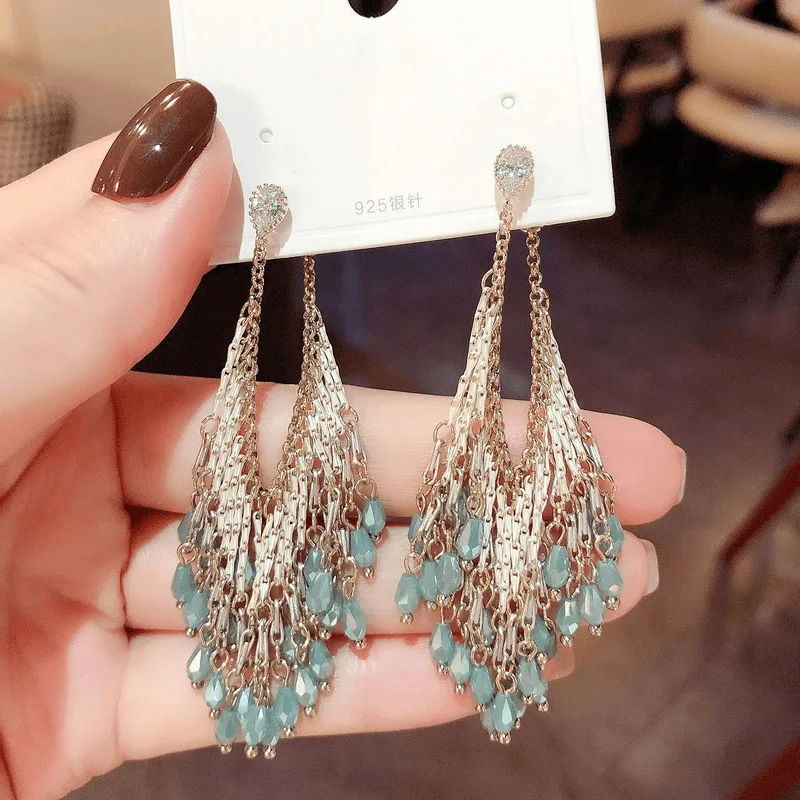 1 Pair Waterdrop Dangle Earrings Bohemian Luxury Stud Earrings Niche High-end Style Ear Ornaments