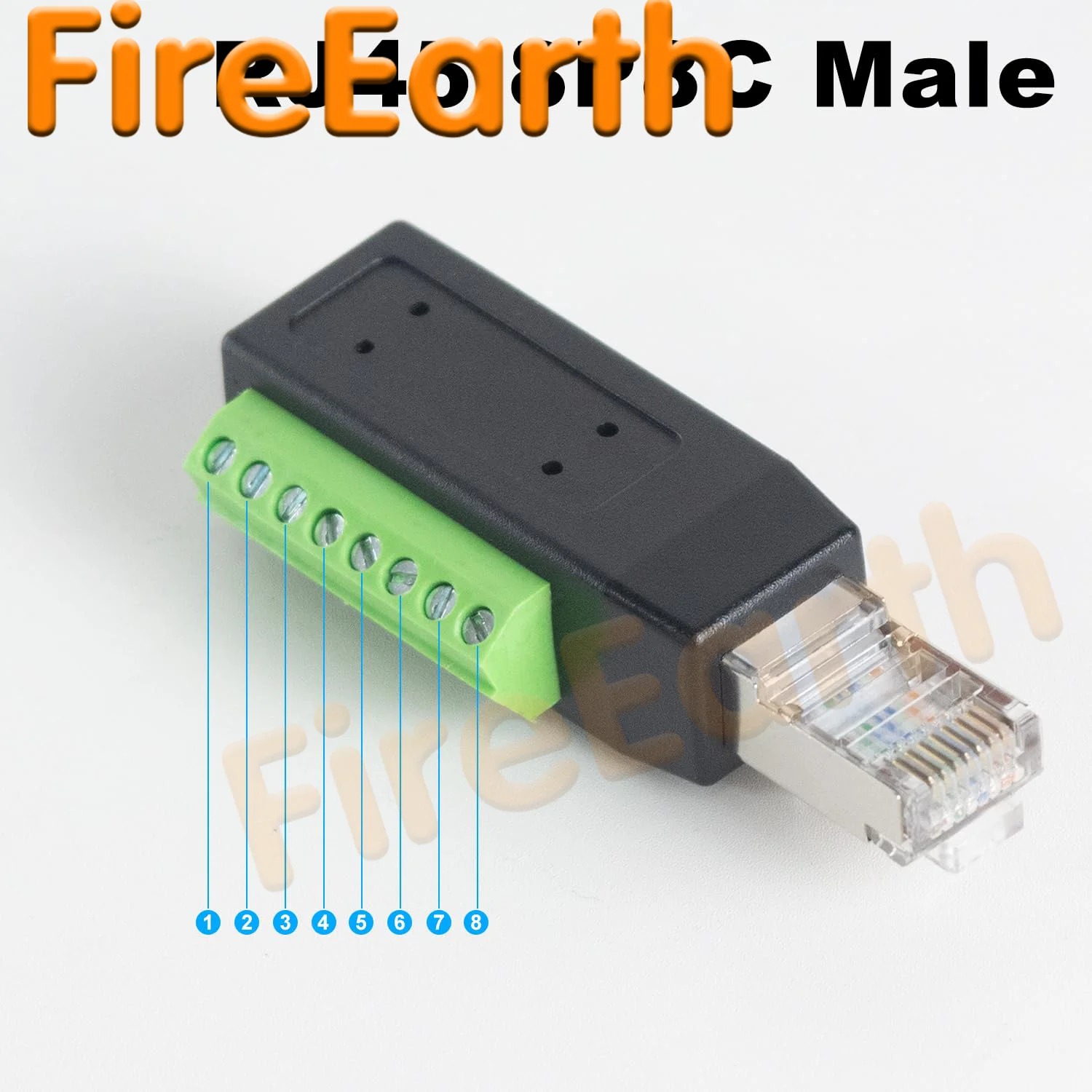 Adaptador de placa de fuga de terminal de parafuso rj45, conector de terminal de parafuso rj45 macho para 8 pinos, adaptador ethernet 8p8c para cat5, cat6