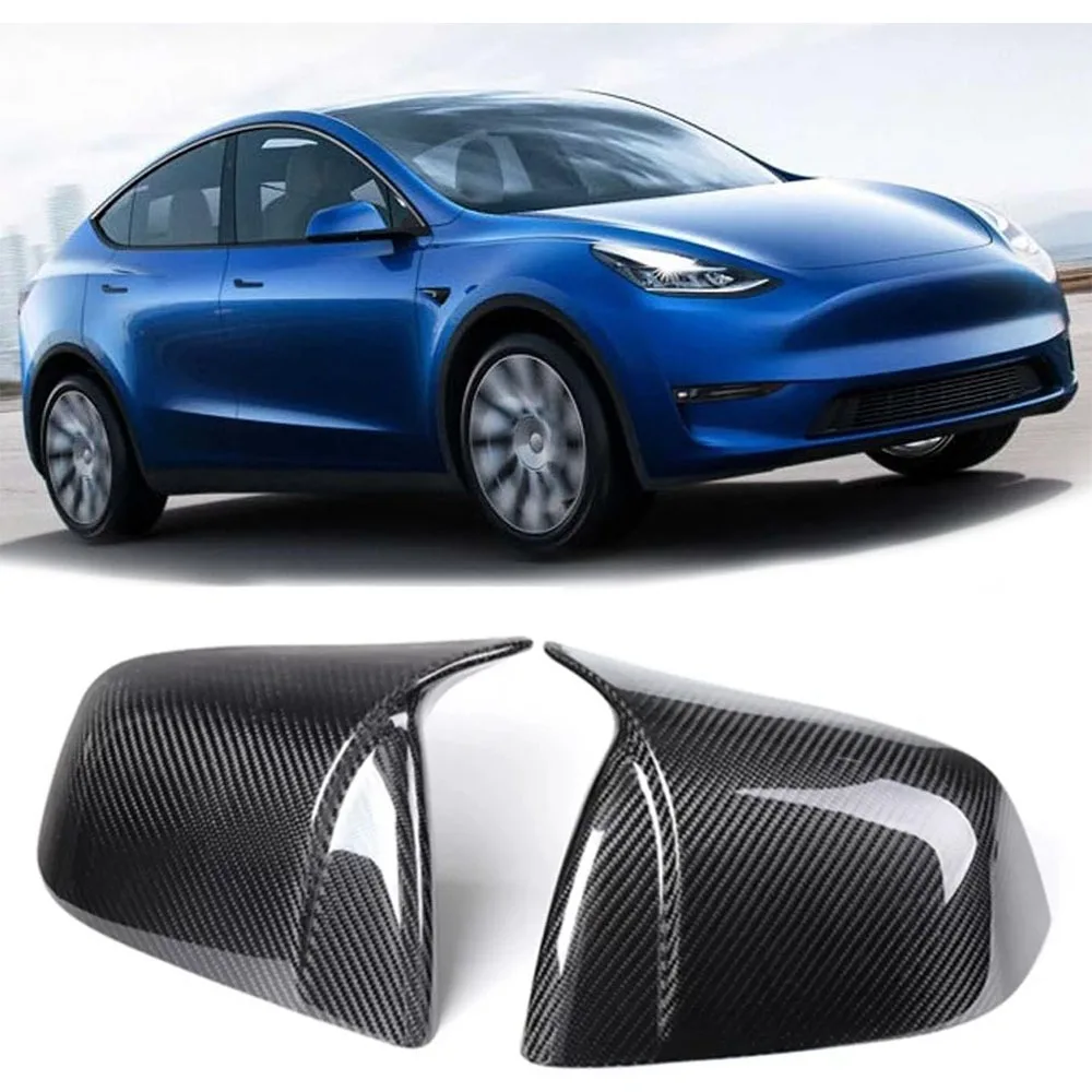 

Real Carbon Fiber Car Side Door Mirror Cover For Tesla Model Y 2020 2021 2022 2023 Exterior Accessories Sides Rearview Cover