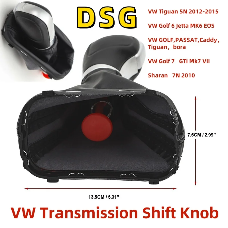 

HQ DSG Automatic Gear Shift Knob Stick Lever Shifter Leather Dust Cover For VW Golf 6 Jetta MK6 EOS Passat B7 CC Sharan 7N 2010