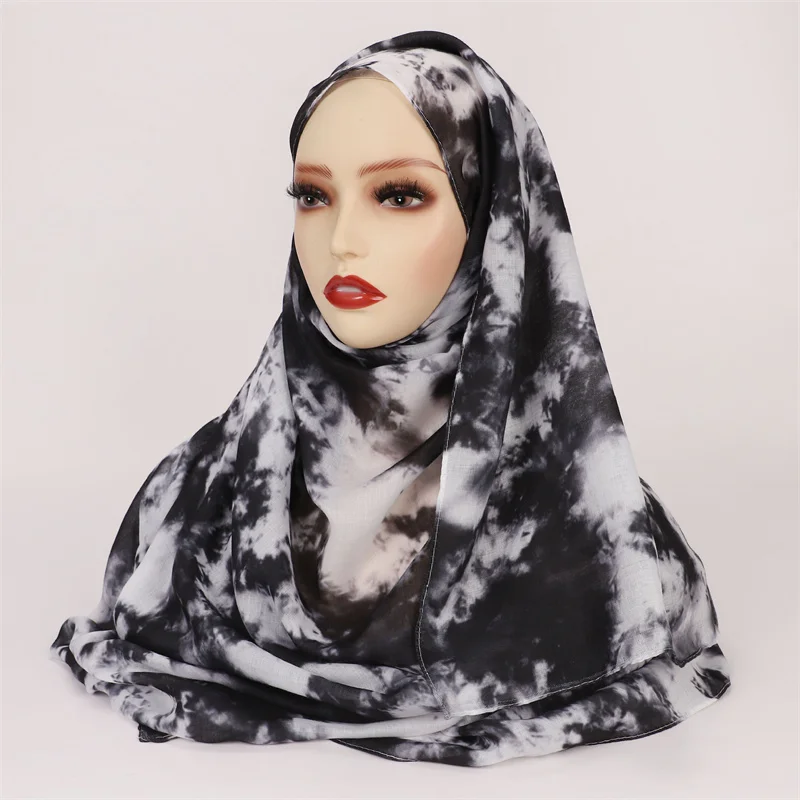 1Pcs Ramadan New Watercolor Hijab Print Women Bohemian Soft Muslim Hijabs Floral Breathable Shawl Wrap Scarf Headscarf Warm