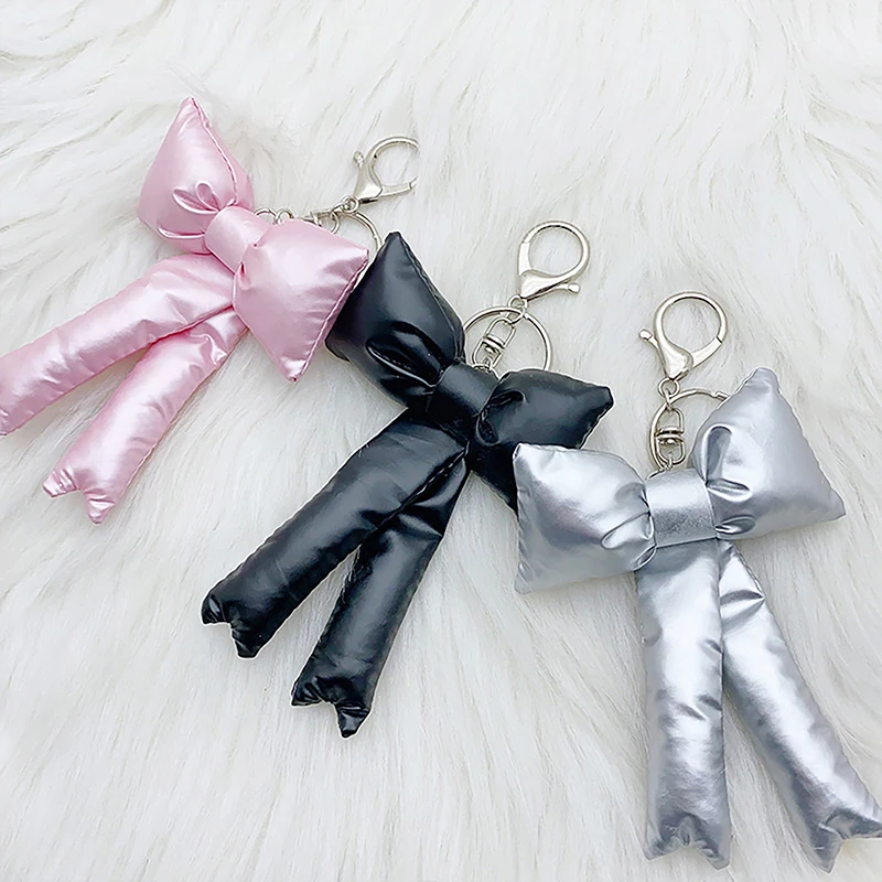 Y2K Korean 3D Bowknot Keychain Fashion Simple Bow Keyring Bag Pendant Handbag Hanging Decoration Girls Gifts