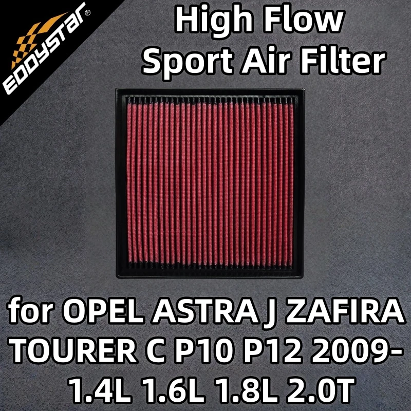 High Flow Sport Air Filter for OPEL ASTRA J ZAFIRA TOURER C P10 P12 2009- 1.4L 1.6L 1.8L 2.0T Washable Racing Intake Filters