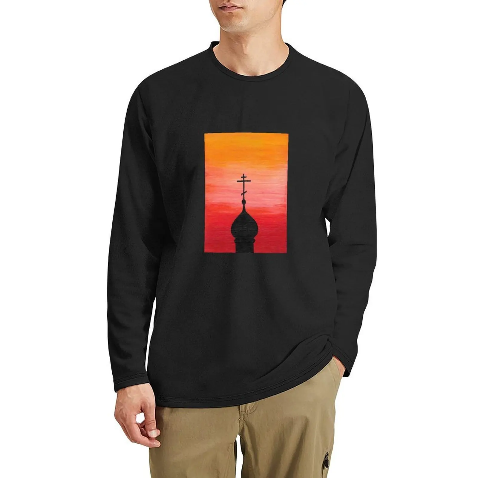 

Orthodox Church at Sunset Long T-Shirt tees Aesthetic clothing oversized t shirt cute clothes mens funny t shirts