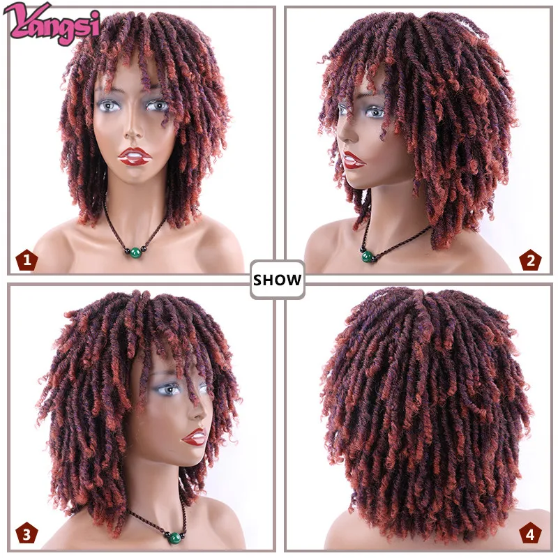 Short Braided Wigs 6 Inch African Halloween Costumes Curly Synthetic Hair Cosplay Wig Dreadlocs Afro Women's Wigs Daily Wear