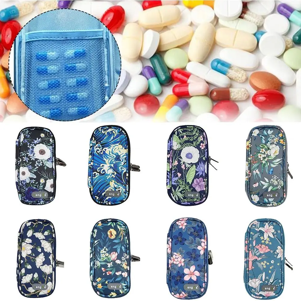 Durable Oxford Cloth Insulin Cooling Bag Floral Pattern Waterproof Pill Protector Medicine Travel Cooler Diabetics