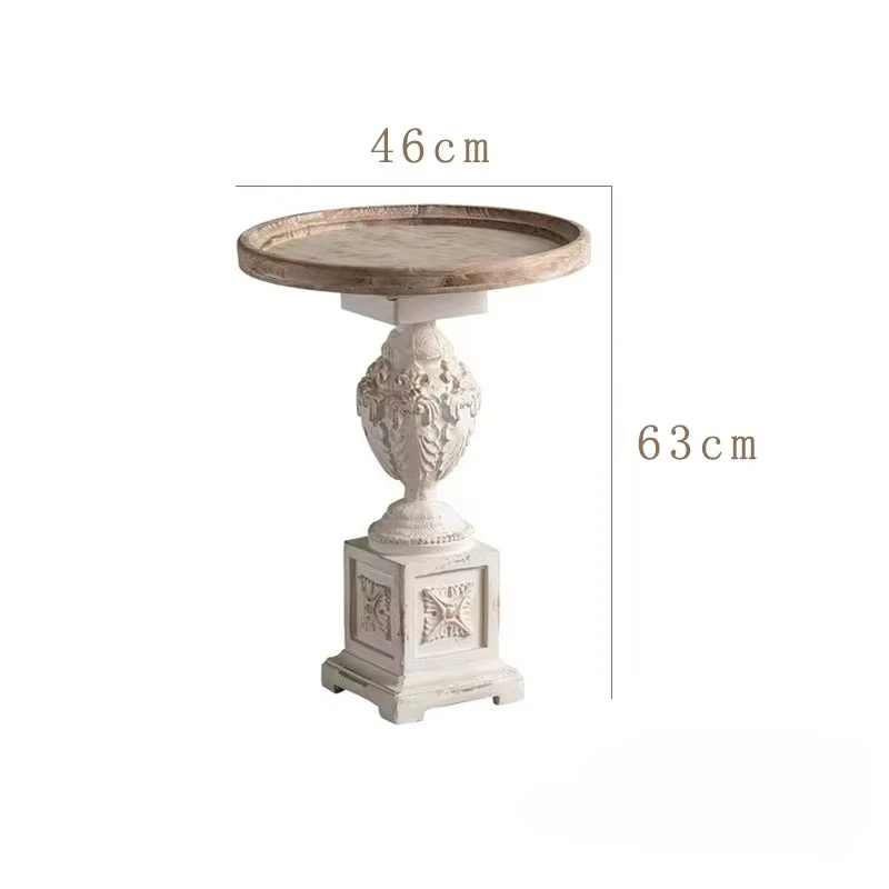 French Retro Solid Wood Mini Balcony Leisure Sofa Side Table Creative Living Room Carved Corner Table Furniture Living Room