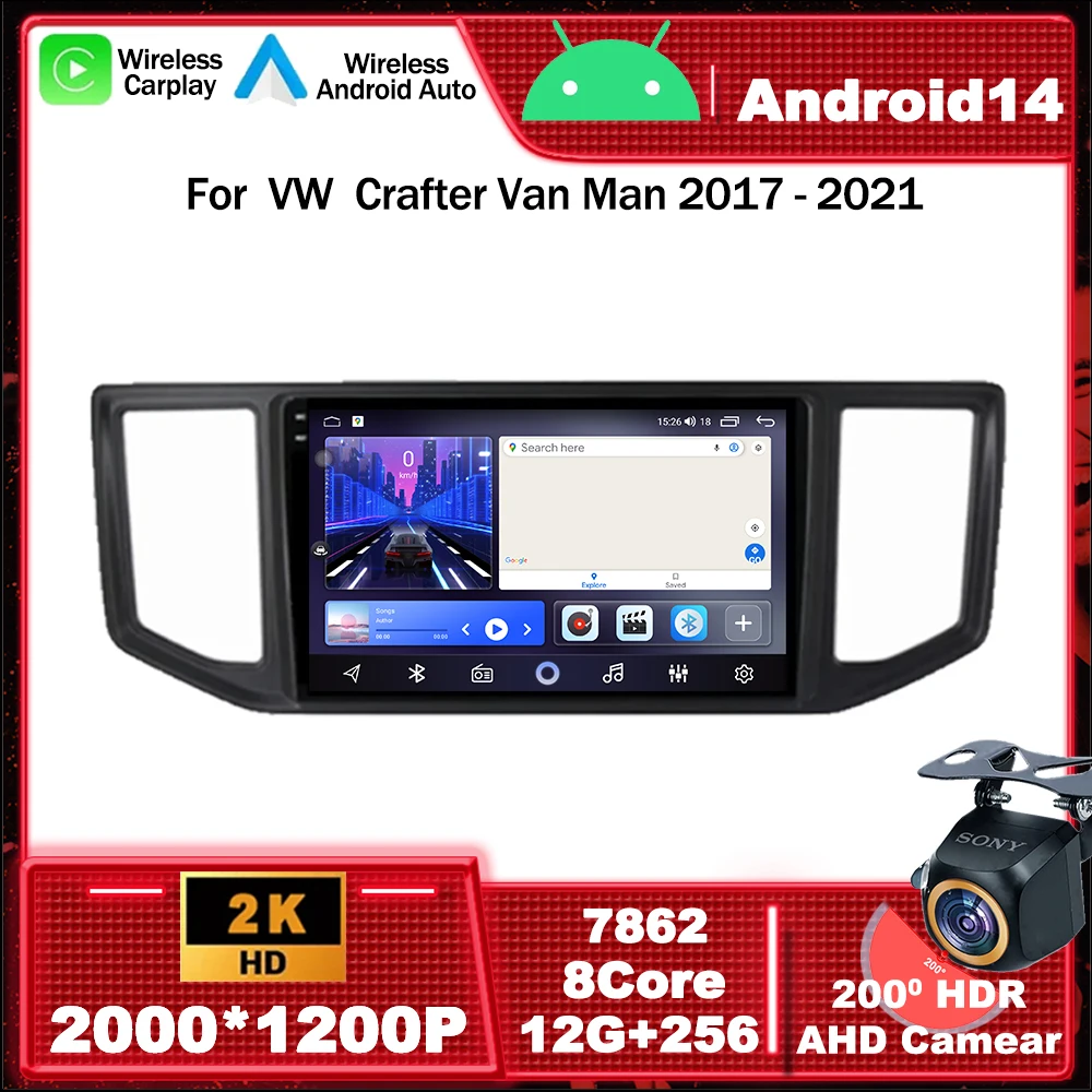 Android 14 Car Radio Multimedia Video Player Navigation GPS For VW  Crafter Van Man 2017 - 2021 WIFI BT 4G QLED Touch Screen DSP