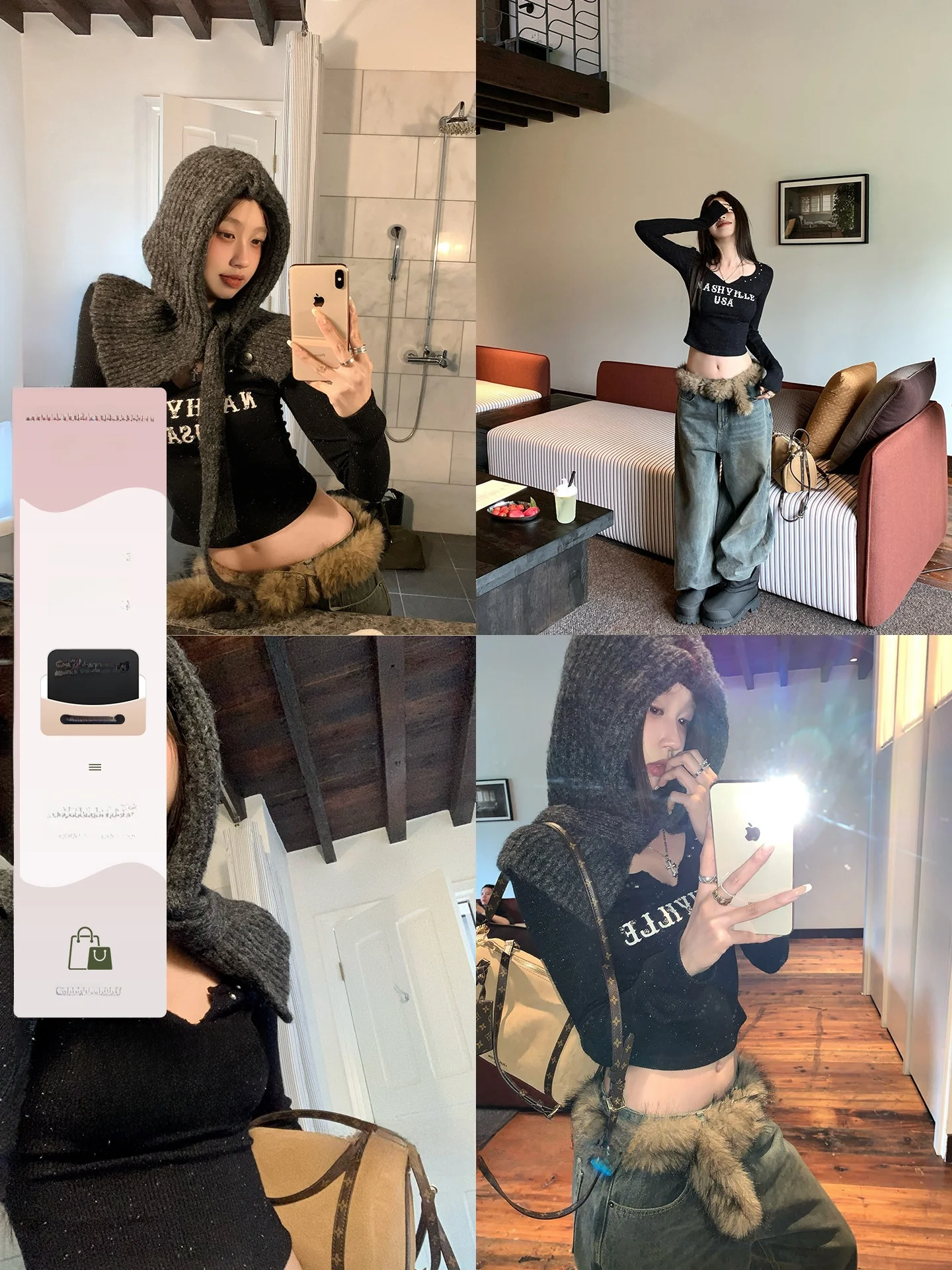 

Slim Fit Long Sve T-irt Women's V-ne Print Rivet American Sle Faionable Autumn Top for Young Girls Cotton Blend