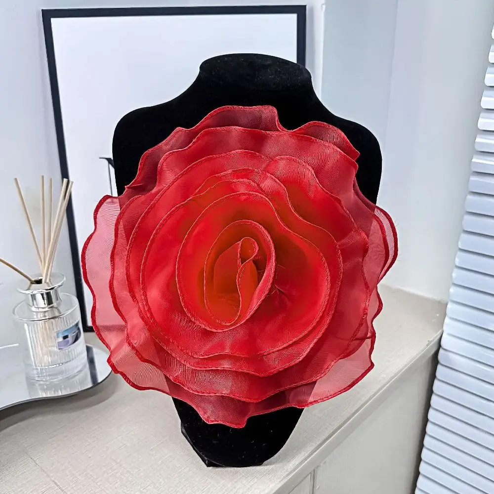 Handmade Rose Flower Patch Clothing Dress Neck Decoration Artificial 3D Flower Corsage Brooch Accessories DIY Sewing Applique