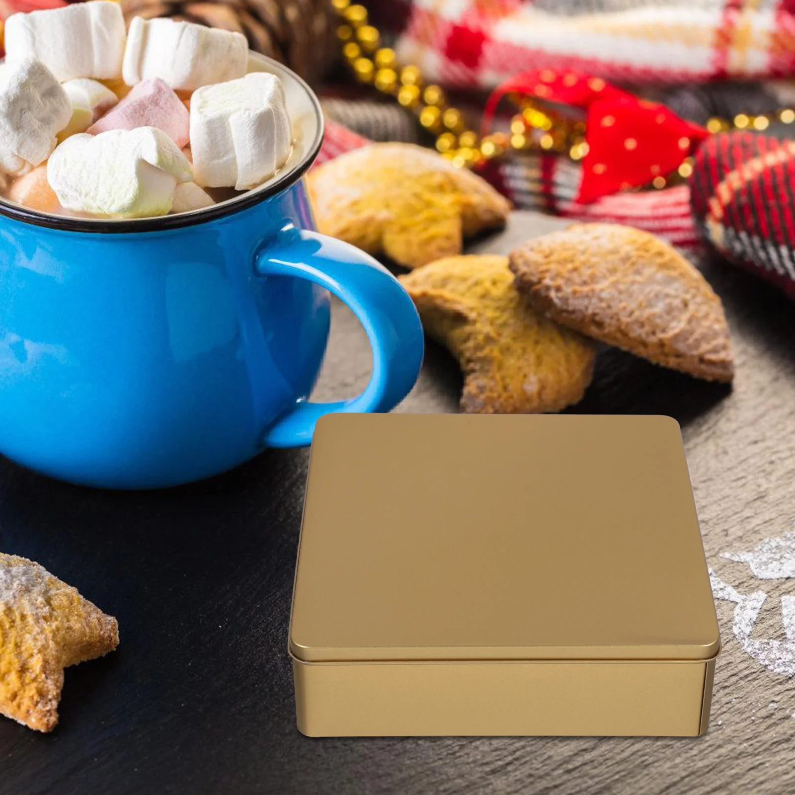 

1pcs Metal Cookie Tin Box Small Candy Storage Case For Party Favor Packaging Biscuit Gift Box Cake Tin Treat Container