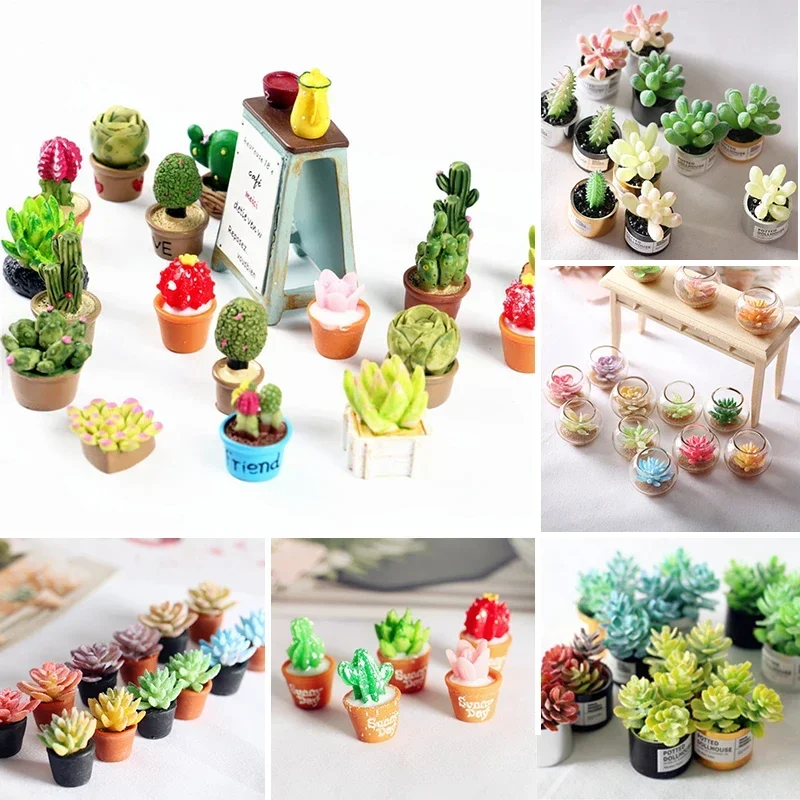1:12 Dollhouse Miniature Mini Potted Plant Dollhouse  Fairy Garden Miniature Flower Plant Diy Dollhouse Accessories