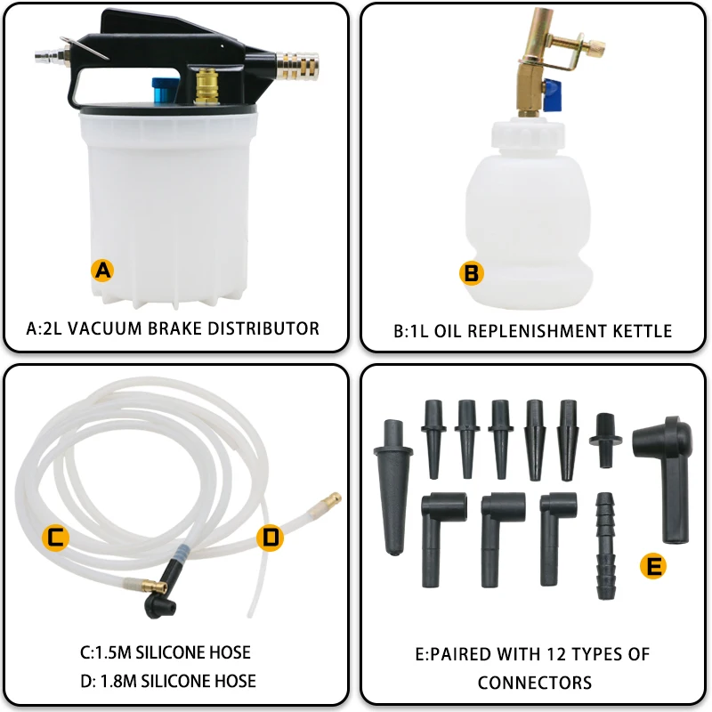 Pneumatic Brake Fluid Extractor &Automatic Refilled Bottle 2+1L Brake Oil & Fluid Extractor Pneumatic Brake Bleeder Tool Kit