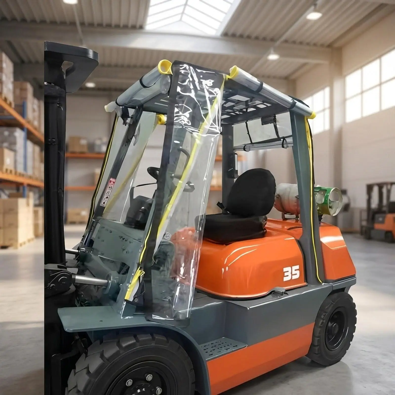 Transparent Waterproof Forklift Roof Cover Sun Protection Cab Enclosure Windproof Dustproof for Forklift Accessories