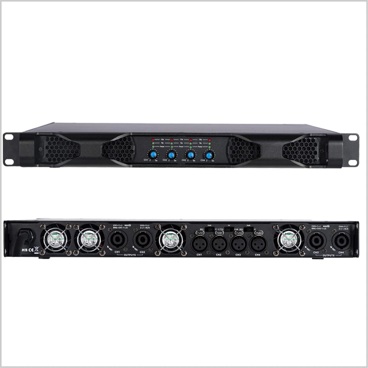 4 Channel system audio 1u amplifier