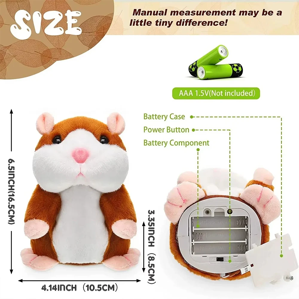 1pc Little Hamster Learn To Imitate Talking,Funny Animal Plush Toy Talking Nod Hamster Doll Soothing Crying Baby Toy Kids Gift image 2