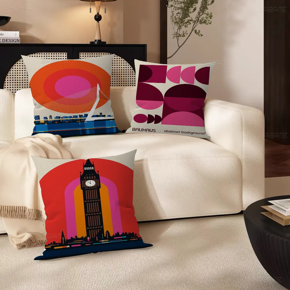 

Colorful Bauhaus Geometric Exhibition Cushion Cover Pillowcase Upholstery Sofa Throw Pillow Home Decor Pillowcas