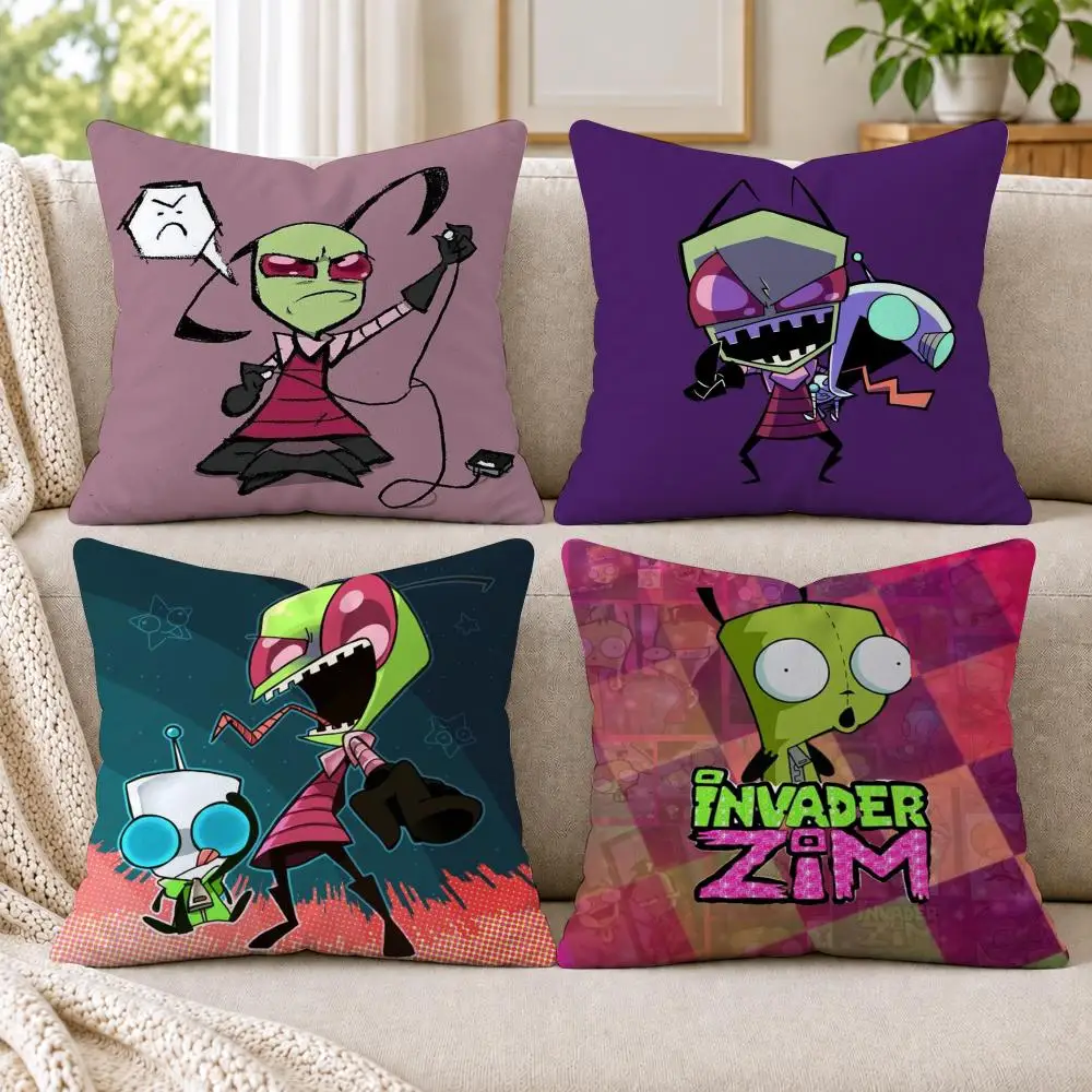 I-Invader Z-Zim Cushion Cover Short Plush Double-Sided Printing Sofa Bedroom Living Room Throw Pillow Cover Home Decor