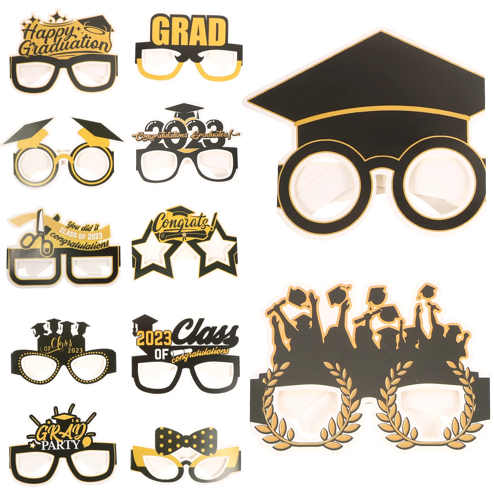 

12 Pcs Funny Paper Glasses for Graduation Party Photo Props 2023 Decorations Comfortable Lightweight Sunglasses Frames Costumes
