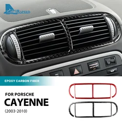 Real Soft Carbon Fiber Sticker For Porsche Cayenne 2003 2004 2005 2006 2007 2008 2009 2010 Center Air Vent Interior Accessories