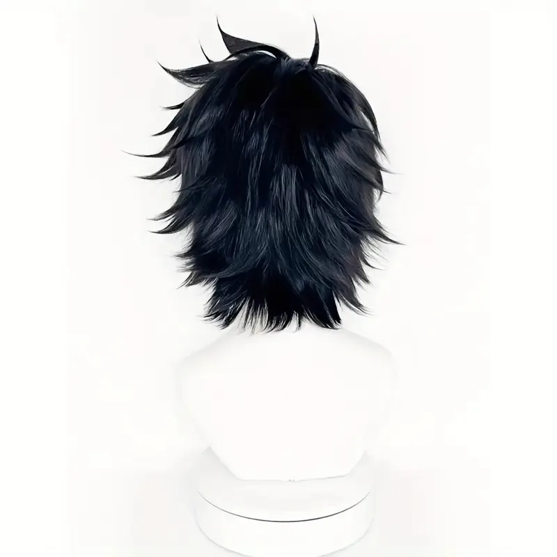 Death note detetive l papel headwear chapelaria l·lawliet cos peruca anime personagem acessórios para o cabelo preto reflexo ação cabelo curto