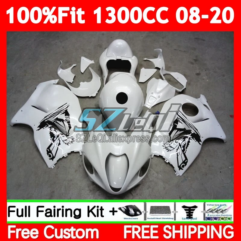 Hayabusa For SUZUKI GSXR 1300 CC 89No.168 GSXR1300 2008 2009 Pearl White 2010 2011 2012 2013 14 2015 2016 2017 2018 2019 Fairing