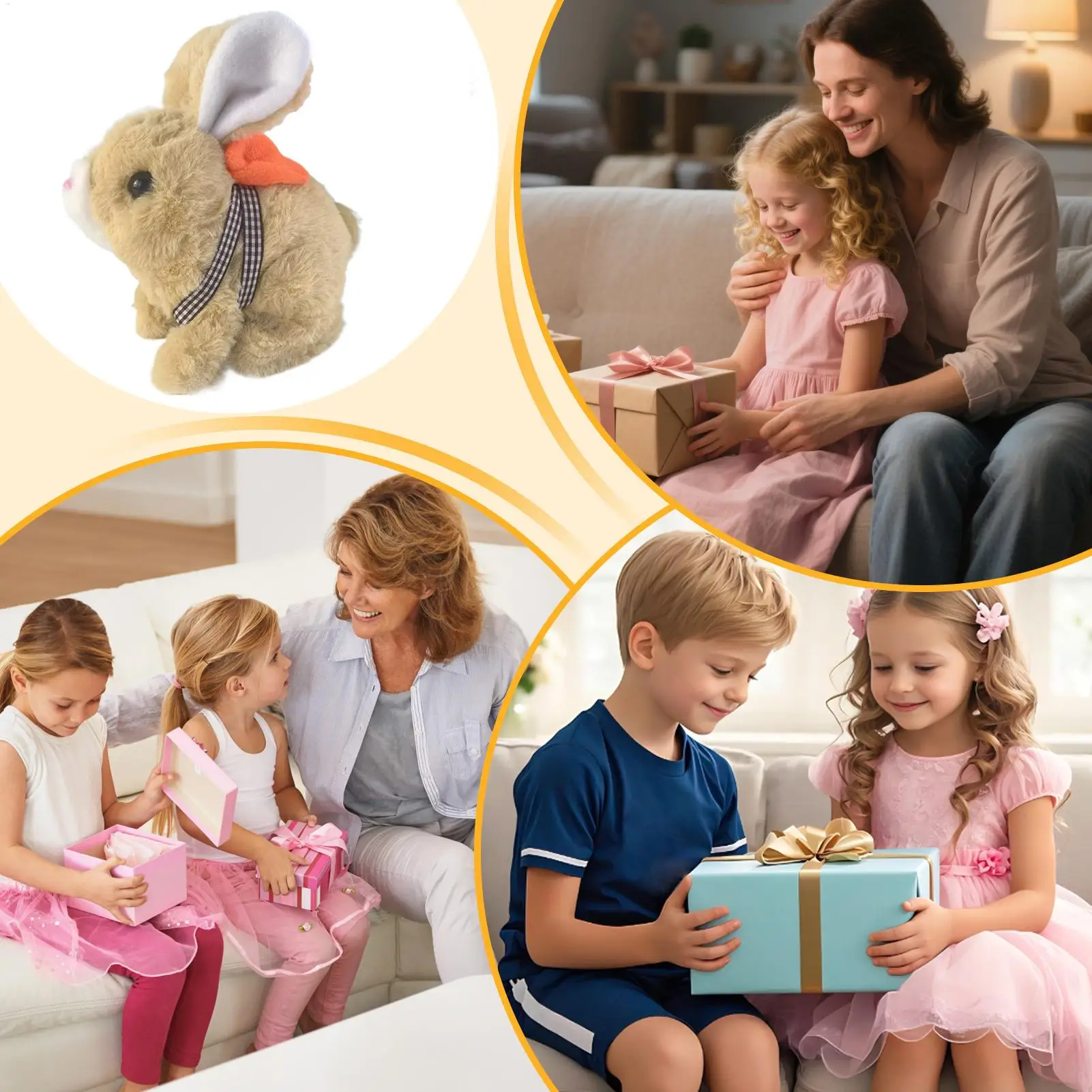 Coniglietto di Peluche Interattivo con Coda Elettrica Realistica, Giocattolo Morbido per Famiglia, Ragazze, Educazione e Gioco