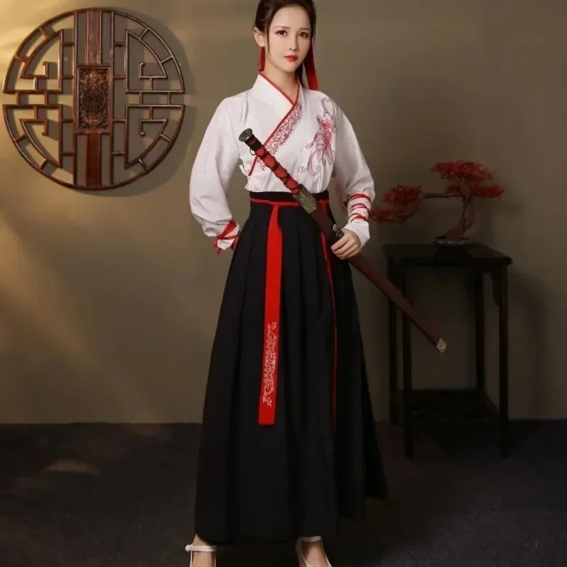 Китайское платье Hanfu, женская одежда, винтажная Этническая стильная модная одежда, элегантная уличная одежда, повседневное китайское традиционное платье