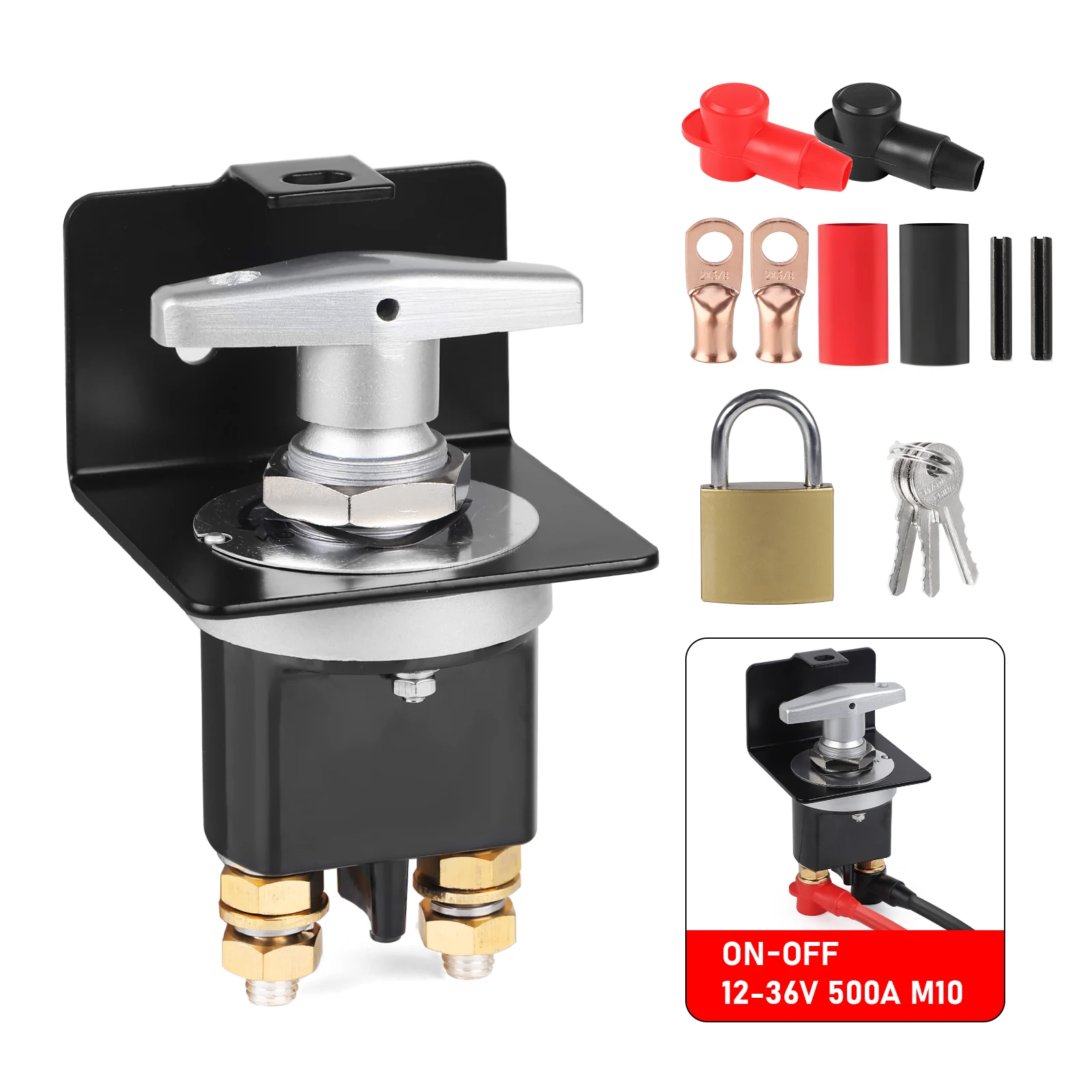 

1500A Battery Isolator Switch - 12/48V Circuit Cutter Disconnecter with Lock Key & Bracket For Camper, Truck, Boat Wholesale