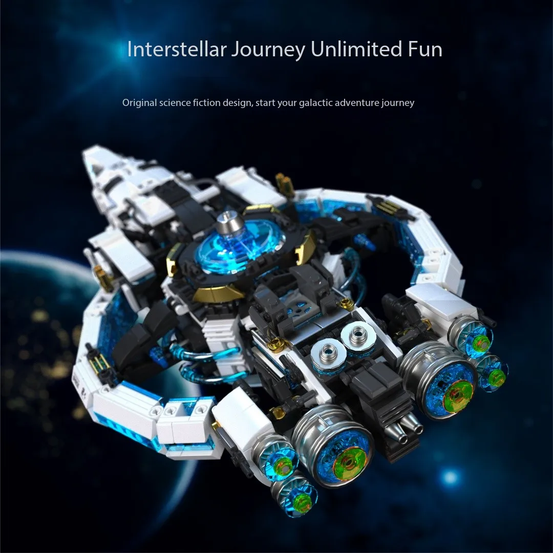 Galaxy Comet Spaceship Building Set 850PCS Sci-Fi Model Luminous Parts Metal Detailing Flexible Moving Part Adventure Toy Gifts