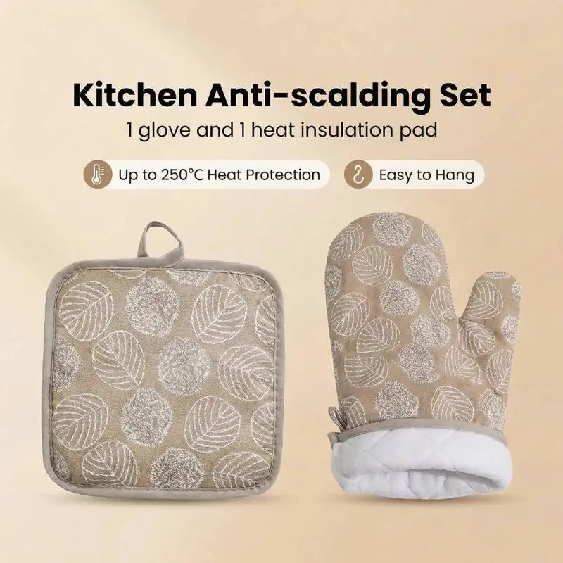 2IN1 No Deformation Heat Resistant Oven Glove Pot Holder Non-slip Baking Cooking Mitt for Daily Kitchen Use