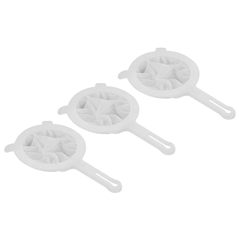 3Pcs 100/200/400 Mesh Nut Milk Mesh Strainer Nylon Mesh Filter Spoon For Soy Milk Coffee Strainers