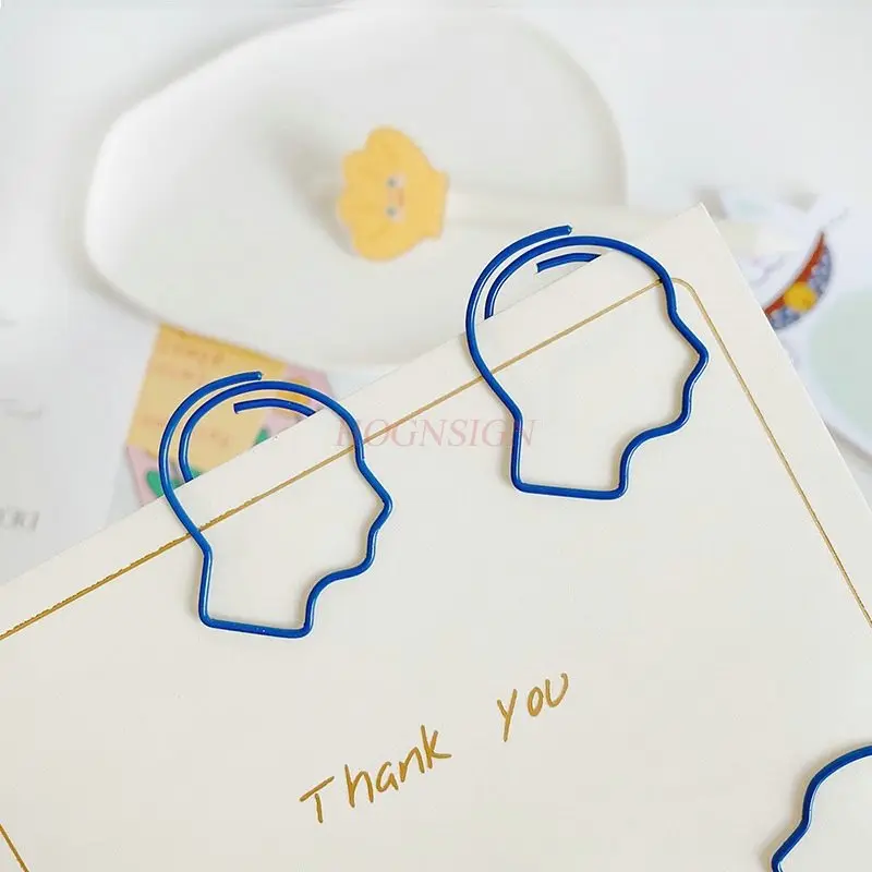 12pcs Facial styling paper clip Klein blue cute little Qing new song clip storage small gift stationery paper clip